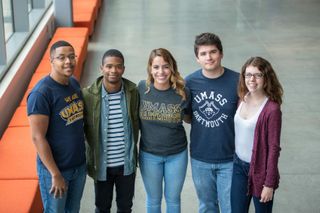 UMassD students posing together