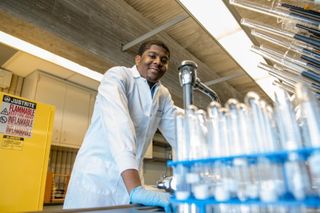 Student conducting basic research