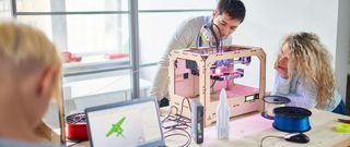 Students in 3D printing lab