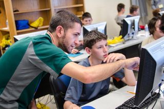 Students working on a computer