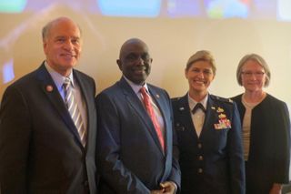 Congressman, Chancelor, Colonel, and Dean pose