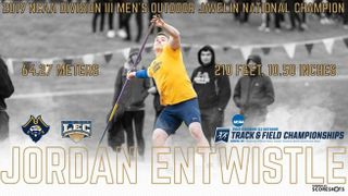 Athlete Jordan Entwistle throwing javelin