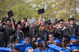 Students celebrating at Commencement