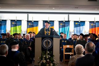 Chancellor Fuller at podium for inauguration
