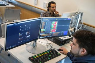 Students in FIN 301 use Bloomberg Terminals in the Charlton Technology Center