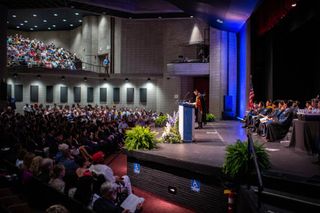 Dean Mitnick speaking at the Law Commencement