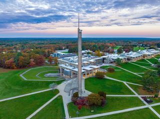 Aerial view of UMass Dartmouth's main quad.