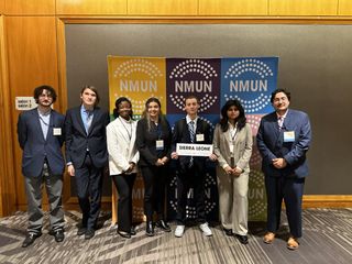 Members of the UMass Dartmouth Model U.N. team photographed at the National Model United Nations (NMUN) conference