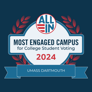 Most Engaged Campus for College Student Voting 2024 UMass Dartmouth badge
