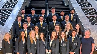 UMass Dartmouth's Collegiate DECA team pictured at the International Career Development Conference (ICDC) in San Francisco, California