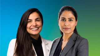 UMassD PhD alumni Priscila de Paula Silva and Vidhyashree Nagaraju