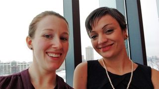 Law students Katelyn Golsby and Mary McBride at the ABA Client Counseling Competition at Boston University