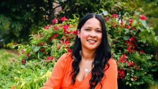 Online student sitting outside