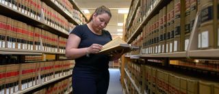 Law School student studying in the library
