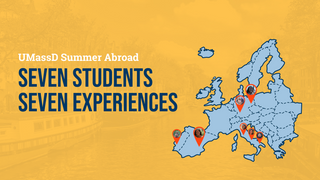 Map of Europe where seven UMassD students studied abroad in the summer of 2022