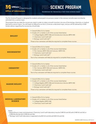 UMassD Admissions Pre-Science Program Flyer