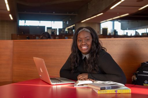 Student in library