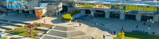 Aerial of the MacLean Campus Center building (MCC) - west side