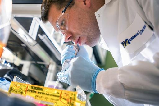 UMassD chemistry student in the laboratory