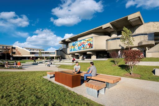 Exterior view of Campus Quad and Main Auditorium