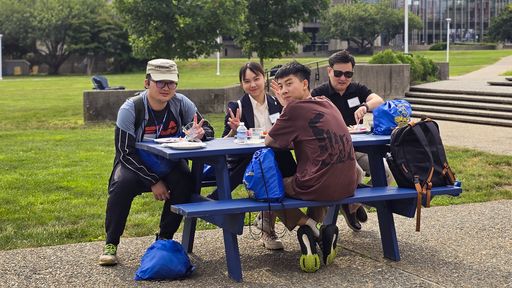 Hubei students on the quad