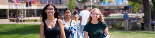 Students walking across the campus quad.