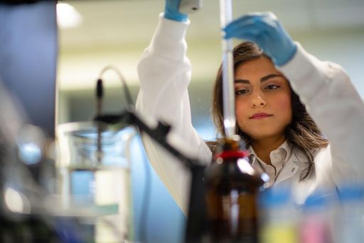 Bioengineering PhD candidate Ramina Behzad in the lab