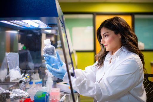 Female engineering student in the lab
