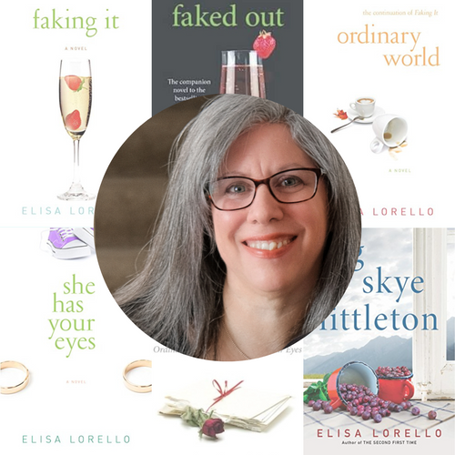 Lorello's headshot, books pictured behind