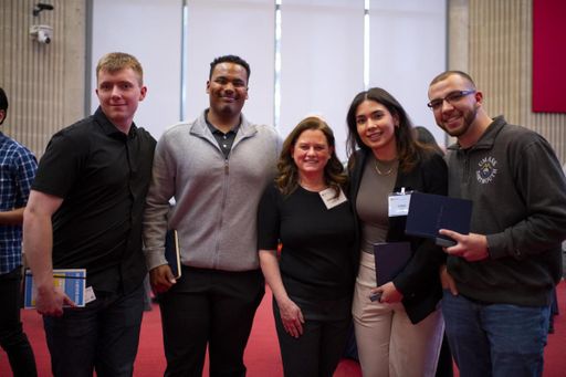 Students and alumni at networking event