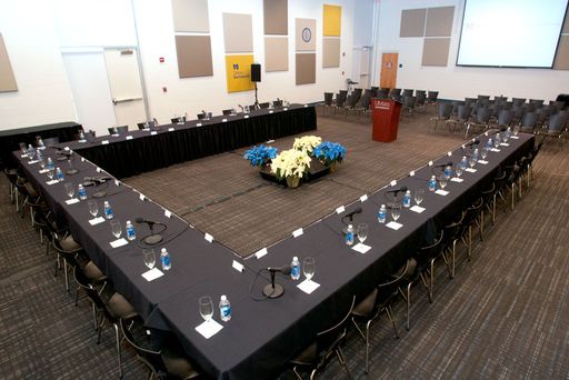 Setup in Woodland Commons for the Board of Trustees Meeting