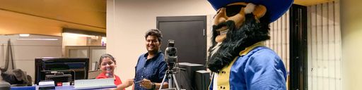 Arnie the Corsair at the UMass Pass desk