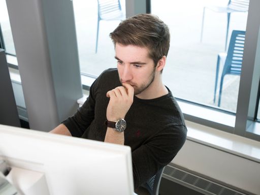 Student working on computer
