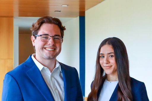 Crime and Justice Study majors and Pre-Law students Marshal MacDonald (left) and Aaliyah Encarnacion (right)
