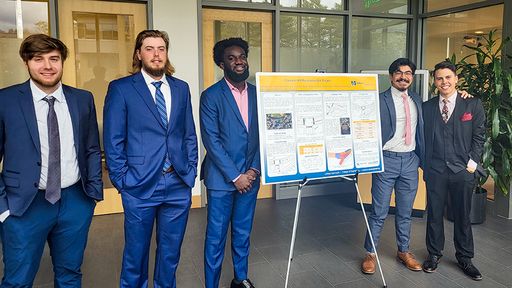 Students at their capstone project presentation