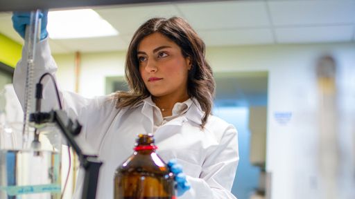 Bioengineering PhD candidate, Ramina Behzad PhD '24 in the lab
