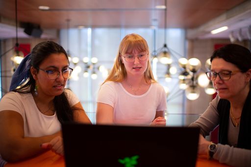 Students working on a computer