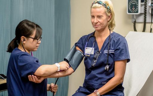 Nursing students in the assessment labs