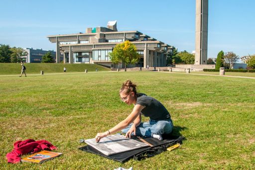 CVPA student drawing outdoors