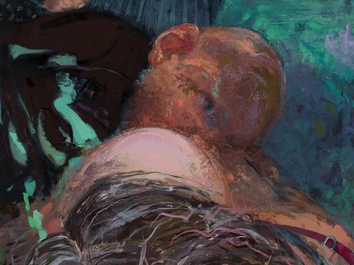 Nursing, 2017, oil on canvas, 60” x 40”