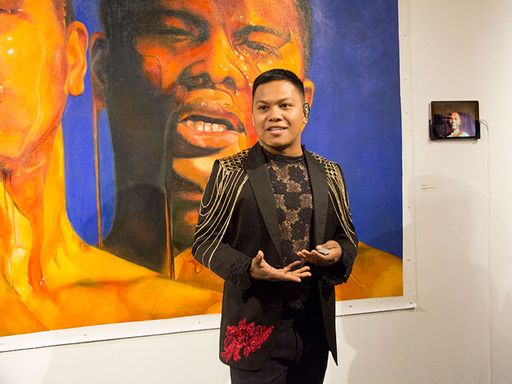 2019 BFA Senior Exhibition student presenting work