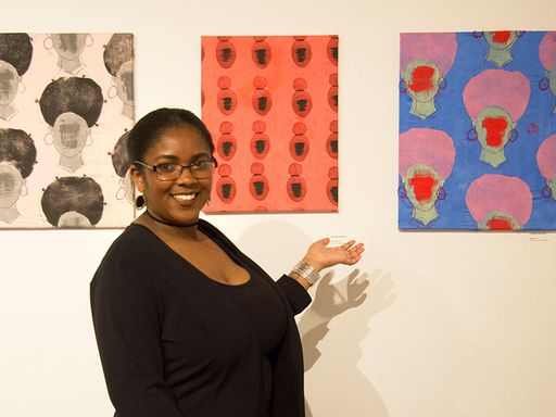 2019 BFA Senior Exhibition student presenting work