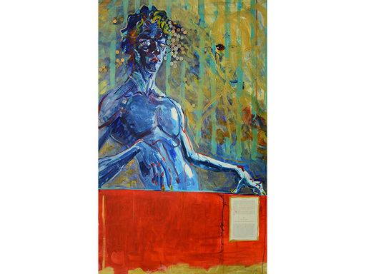 3rd Place Award: Alessandro Lopresti (Senior), Self Portrait Number 19 - Spiritual, Hearing Things From an Excerpt of Don Quixote, 2018 , Mixed media, Concord-Carlisle High School, MA, Art Teacher: Joseph Pickman