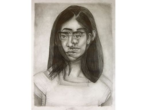 2nd Place Award: Benjamin Medeiros (Senior), Diplopia, 2018, Graphite on paper, Bishop Connolly High School, MA, Art Teacher: Gregory Sampl