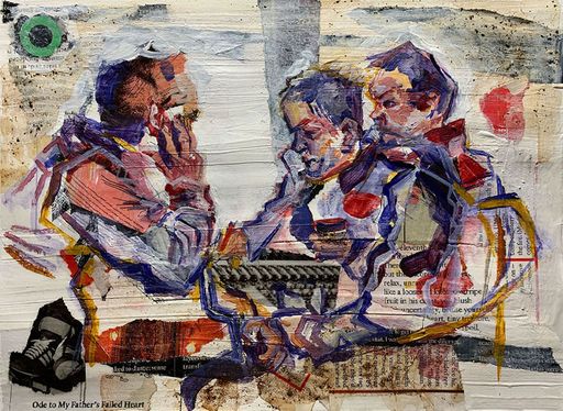 3rd Place: Zoe Napurano, Coffee wIth Dad, 2020, mixed media