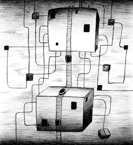 Dream 8, 2021, ink illustration, 7 x 7.5 inches