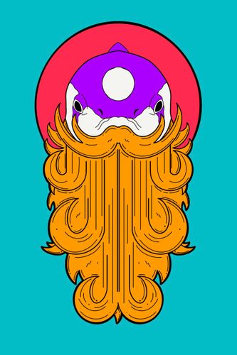 The Bearded Koi, 2021, illustrative logo, 15 inches x 20 inches