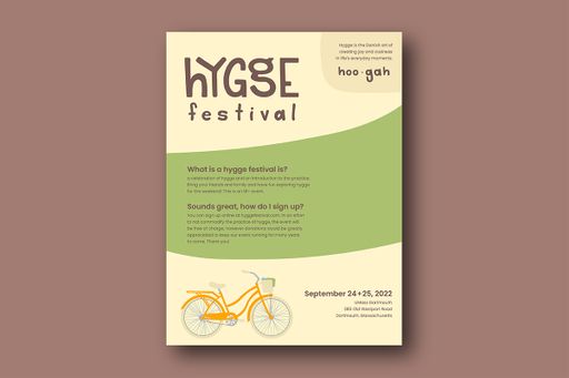Hygge Festival, 2021, hygge festival promotional poster, 18 x 24 inches