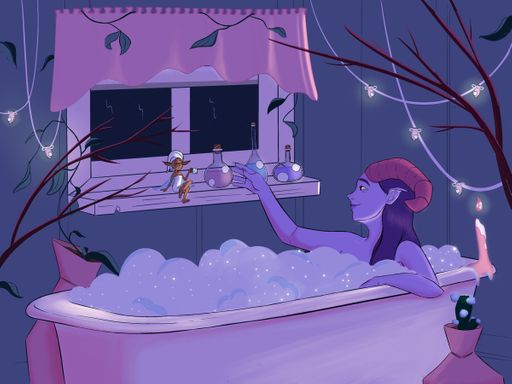 Bath, 2021, digital illustration, 12x9 inches