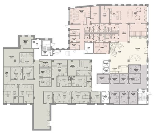Thesis Floor Plan, 2021, first floor of thesis design for Iris Gladius Recovery Center